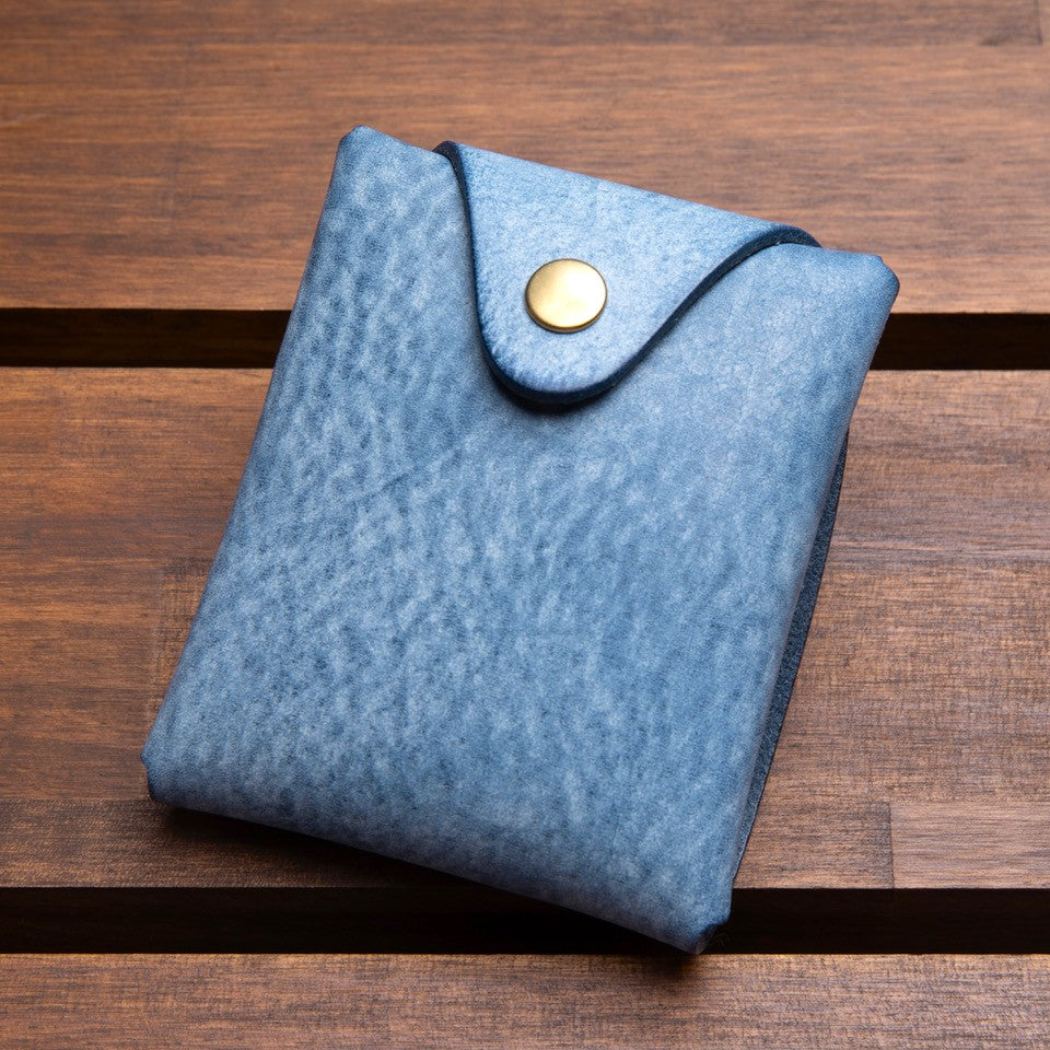 アクアブルー 三つ折り財布 レザー ALASKA LEATHER TRIFOLD WALLET -BLUE- アラスカレザー三つ折り財布